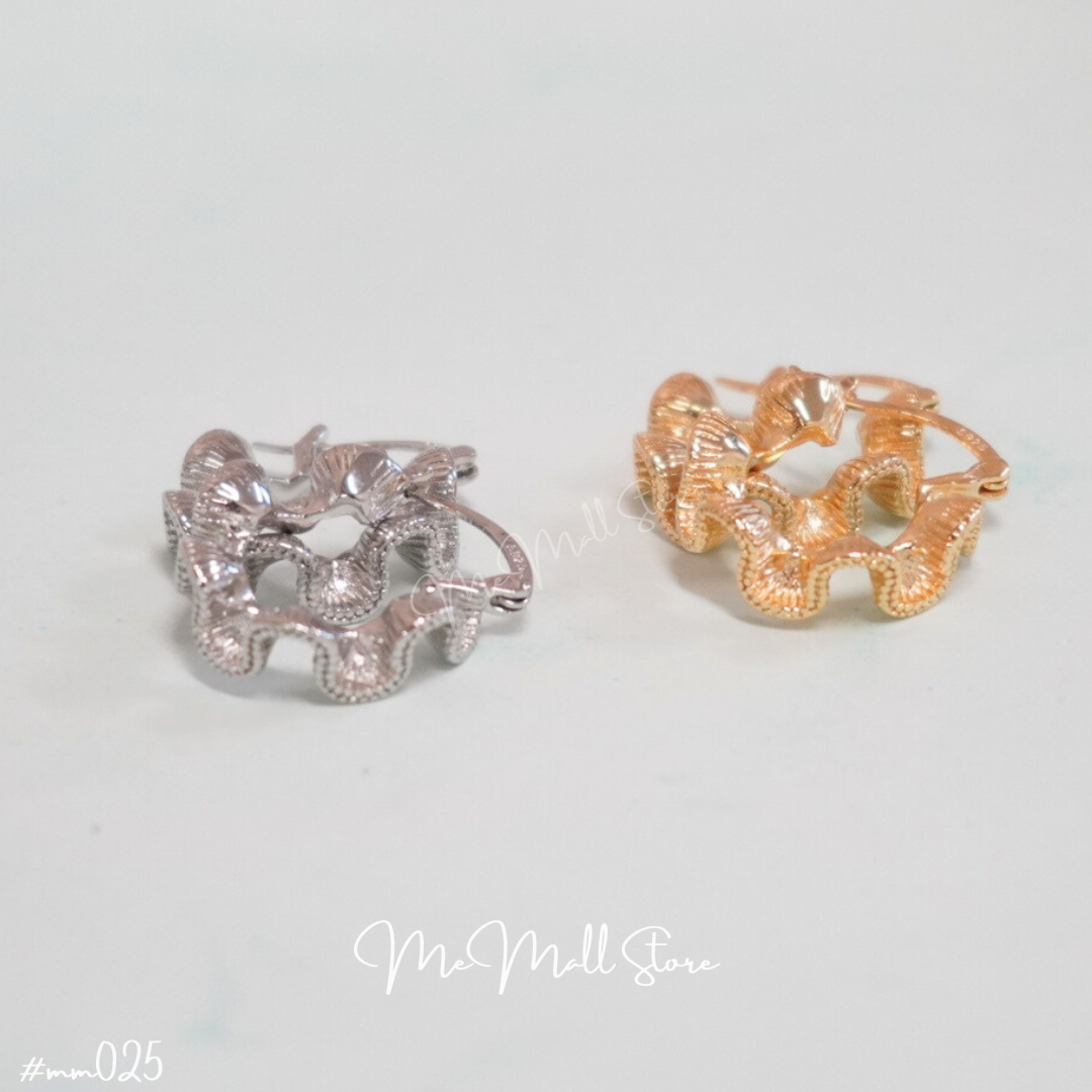 【#MM025】Wavy Hoop Earrings