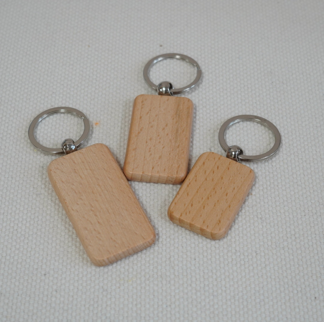 【木製系列】鎖匙扣 - 圓角長方形
