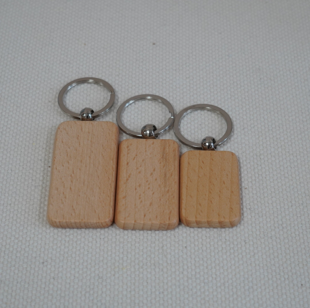 【木製系列】鎖匙扣 - 圓角長方形